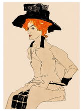 Egon Schiele Portrait of a Woman with a Hat - Art Print